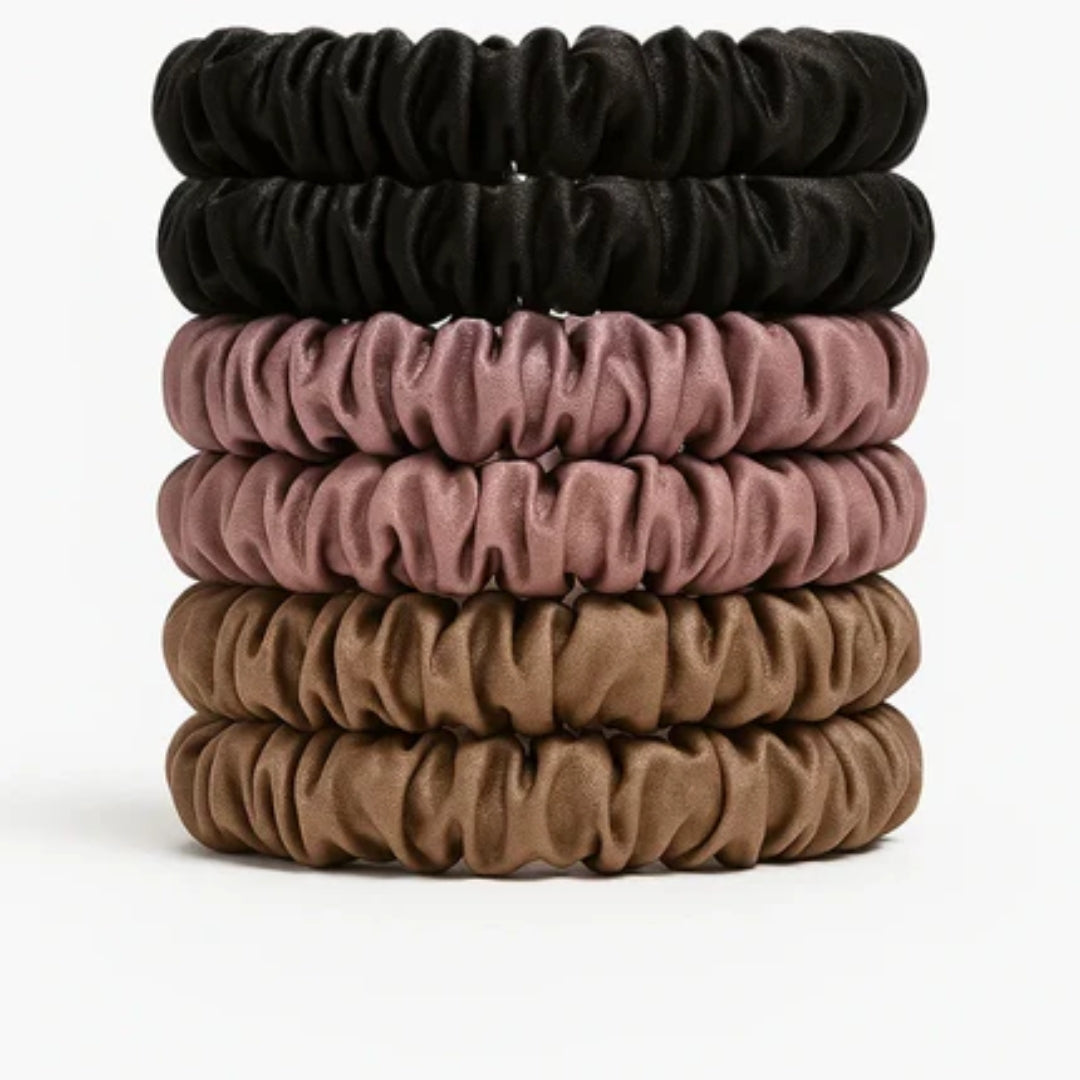 Pack 6 chouchous fins en soie de mûrier