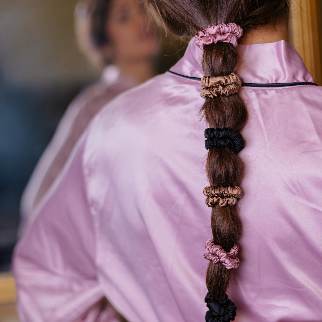 Pack 6 chouchous fins en soie de mûrier